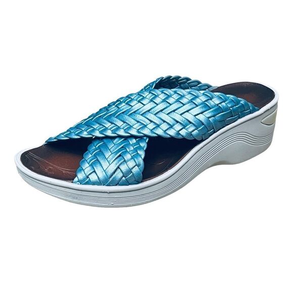 Bzees Dainty Sandals Wedge Braided Cross Band Slide Cloud/Technology Shoes 9 - Picture 1 of 10